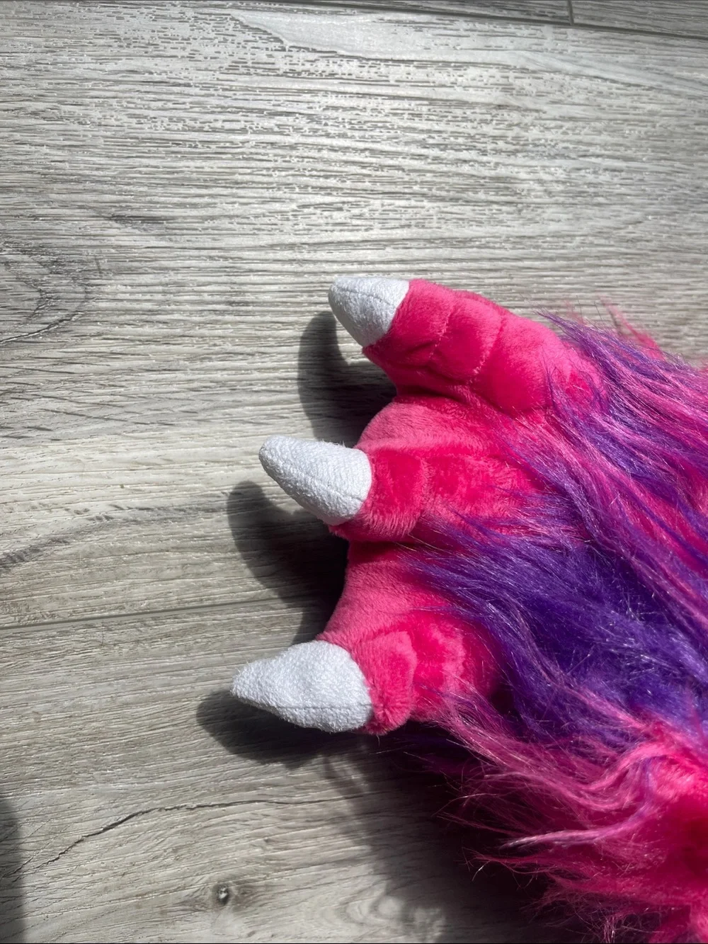 NWOT Plush Monster Paw Slippers for Kids - Pink & Purple